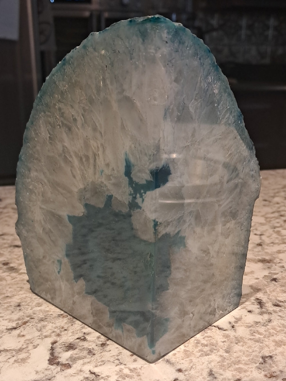 Blue Agate Geode Stone Bookend